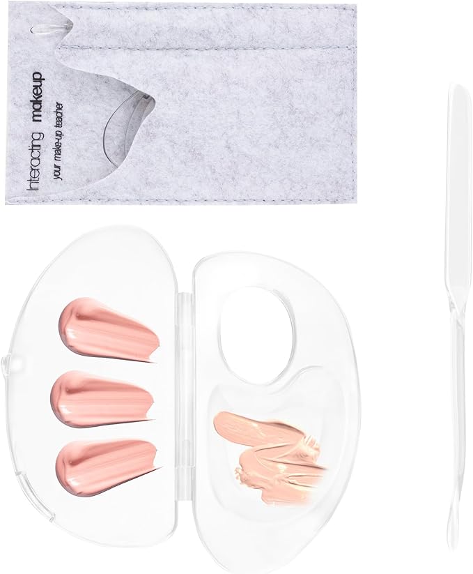 Framendino, 2 Set 3 in 1 Handheld Makeup Mixing Palette, Acrylic Transparent Mixing Foundation Tray with Foundation Spatula for Makeup Artist and Beginner-VivaGrace Women