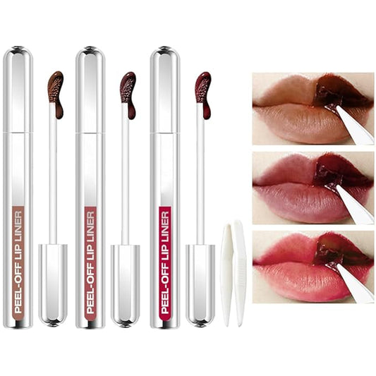 3 Colors Peel Off Lip Liner Stain Kit, Long Wear Matte Lip Tint Stain Set with Tweezer for Women, Waterproof Transfer Proof Highly Pigmented Peel Off Liquid Lipstick for All Skin Types (#3,4,5)-VivaGrace Women