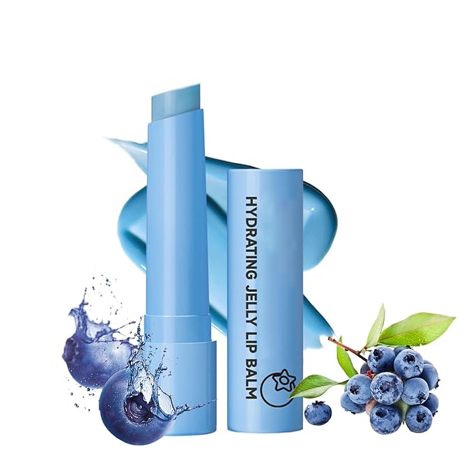 4 Colors Hydrating Jelly Lip Balm,Instantly Hydrate Lips Tinted Moisturizing Lip Balm For Dry Lips,Conditioning & Nourishing Lip Care Lip Moisturizer Fruit Lip Oil Jelly Lipstick (Blueberry)-VivaGrace Women