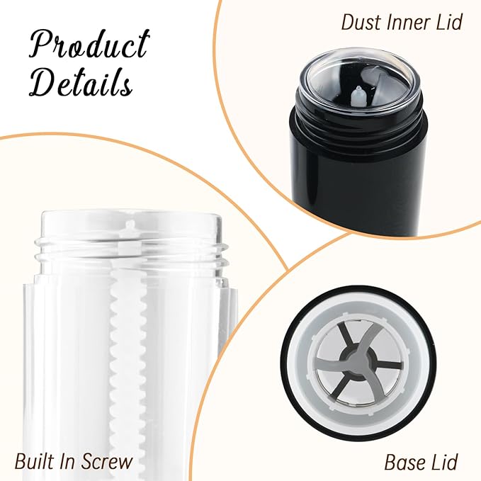 12 Pieces 15g Black Plastic Deodorant Containers,Empty 1/2 oz Travel Lip Balm Tubes,Refillable Twist-UP Solid Perfume Tubes,Lipstick Tubes for DIY-VivaGrace Women