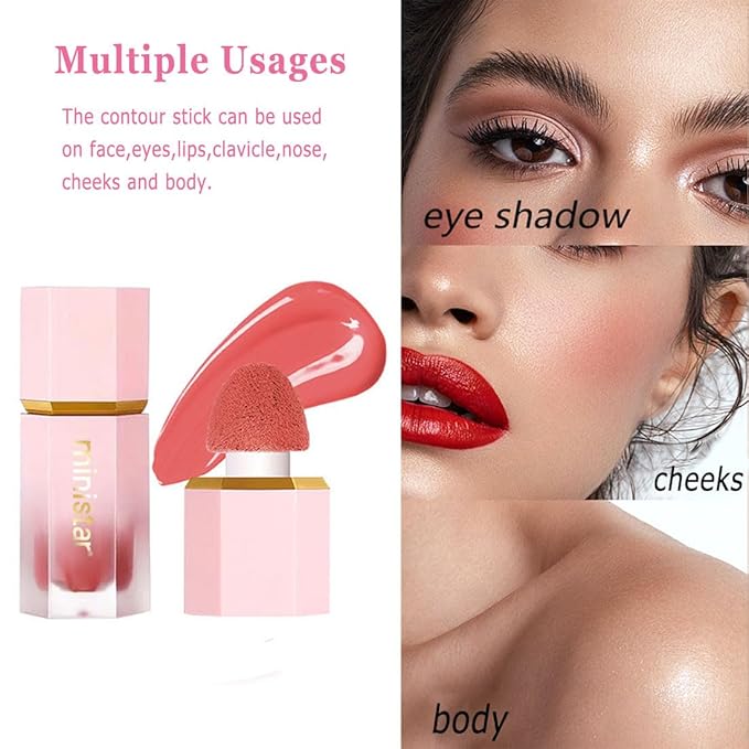 Liquid Blush Makeup, Cream Blush for Cheeks, Waterproof Long Lasting Blush Face Makeup Blush Beauty Wand for Cheeks & Lip Tint Natural Cream Blusher Makeup for All Skin Tones(#02 Rose Ritual)-VivaGrace Women
