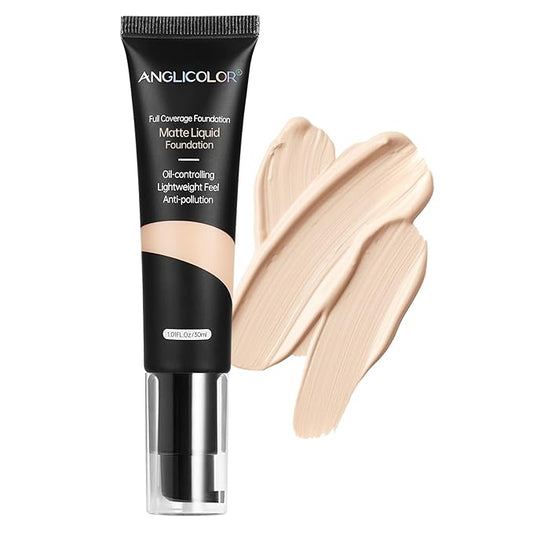 Matte Oil Control Concealer Foundation Flawless Soft Long Lasting Foundation Makeup,Waterproof Full Coverage Face Makeup Strong Concealer Foundation for Oily Acne Skin (#101 Porcelain)-VivaGrace Women
