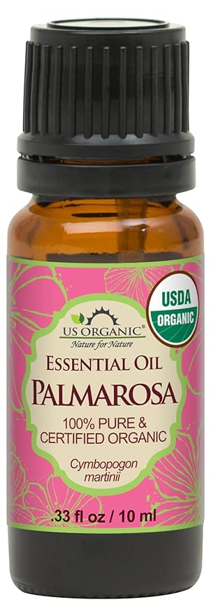 US Organic Palmarosa Essential Oil, USDA Certified Organic 100% Pure, Steam Distilled, Sourced from India (10 ml)-VivaGrace Women