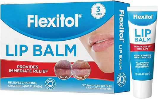 Flexitol Lip Balm, 0.35 Ounce Tube, Cream White, 3 Count (Pack of 1)-VivaGrace Women