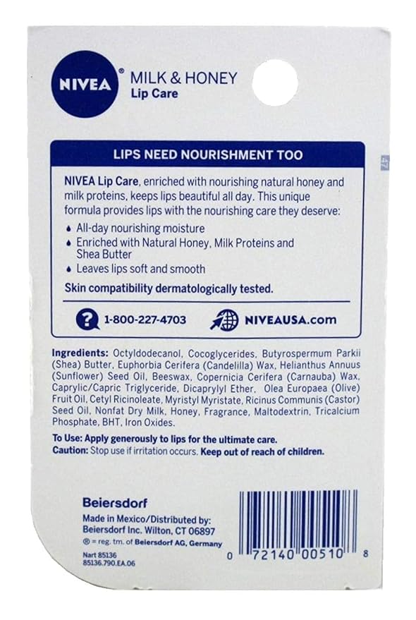 NIVEA A Kiss of Milk & Honey Natural Defense & Soothing Lip Care 0.17 oz-VivaGrace Women