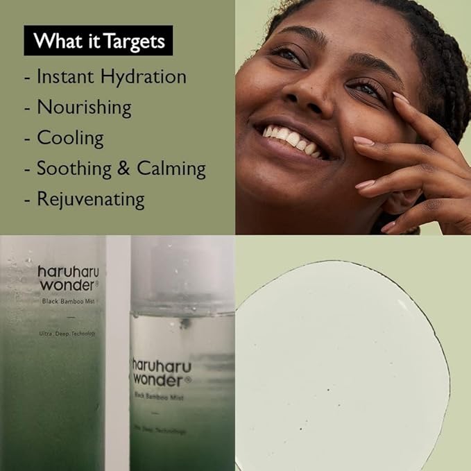 haruharu Wonder Black Bamboo Mist, 2.7 fl.oz. Hydrating and Firming Skin, Black Rice, Panax Ginseng for Clean and Smooth Skin Surface, Korean Skincare, Vegan, Cruelty Free-VivaGrace Women