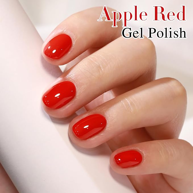 Double Rhythm 0.50 OZ Gel Polish Hema Free Same Color Same Bottle Golden Round Translucent Neutral Natural Milky 15 ML Jelly UV Polish Art DIY at Home (Red-C1091)