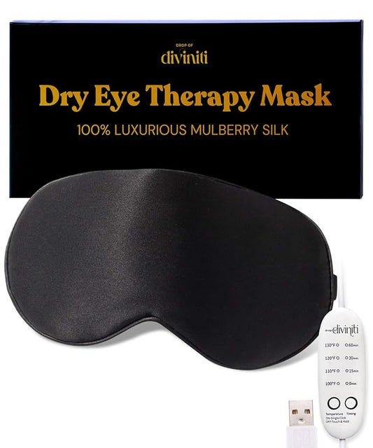 Heated Eye Mask for Dry Eye Relief - Stye Eye Treatment, Warming Eye Mask for Dry Eyes Mask Warm Compress for Eyes, Sinus Mask Heated Eye Patch - Dry Eye Mask with Moist Heat Electric Warming - Black-VivaGrace Women
