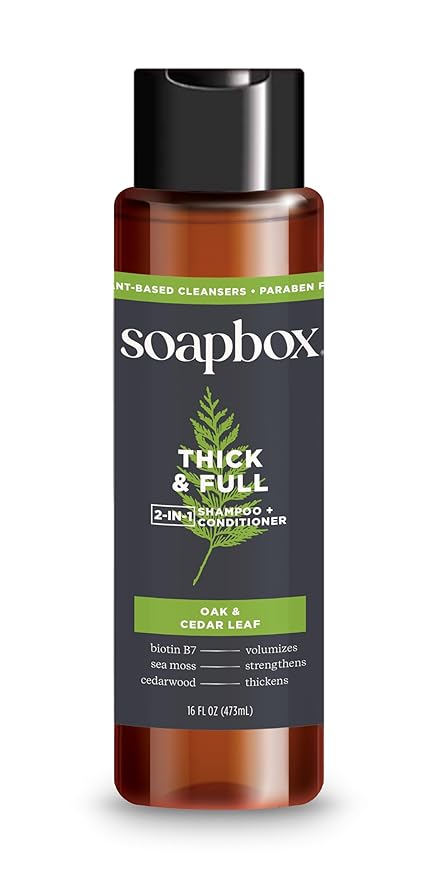 Soapbox Men's Thick and Full 2 in 1 Shampoo and Conditioner Men, Natural Mens Shampoo and Conditioner, Oak & Cedar Leaf, 16oz-VivaGrace Women