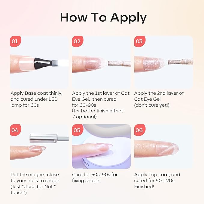 Modelones Cat Eye Gel Nail Polish Set, Holographic Glitter 6 Colors with Magnet, Sparkle Galaxy Series Nude Pink Gel Polish, Soak Off Led Gel Polish Kit, Nail Art, Salon DIY Gifts-VivaGrace Women