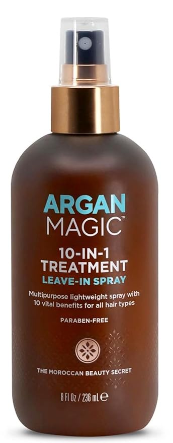 Argan Magic 10 in 1 Hair Treatment & Stylizing Multipurpose Leave in Spray for all Hair Types | Made in USA | Paraben Free | Cruelty Free (8 oz)-VivaGrace Women