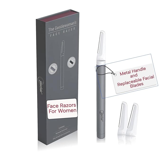 Premium Dermaplaning Tool - Multipurpose Face Razor for Women - Exfoliating Dermaplaner for Smooth Skin, Gentle Eyebrow and Facial Hair Remover - Pack of 3 Blades and Sturdy Metal Handle-VivaGrace Women