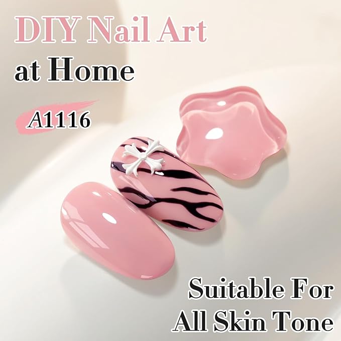 Double Rhythm 0.50 OZ Gel Polish Hema Free Same Color Same Bottle Golden Round Translucent Neutral Natural Milky 15 ML Jelly UV Polish Art DIY at Home (Cream Pink-C1116)