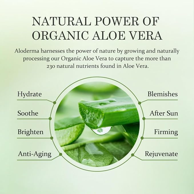 Aloderma 99% Organic Pure Aloe Vera Gel Made within 12 Hours of Harvest, 17.6oz Value Pump, Lightweight Non-Sticky Aloe Vera Gel for Sunburn Relief, Natural, Soothing Aloe Vera for Face & Hair, 6-Pack-VivaGrace Women