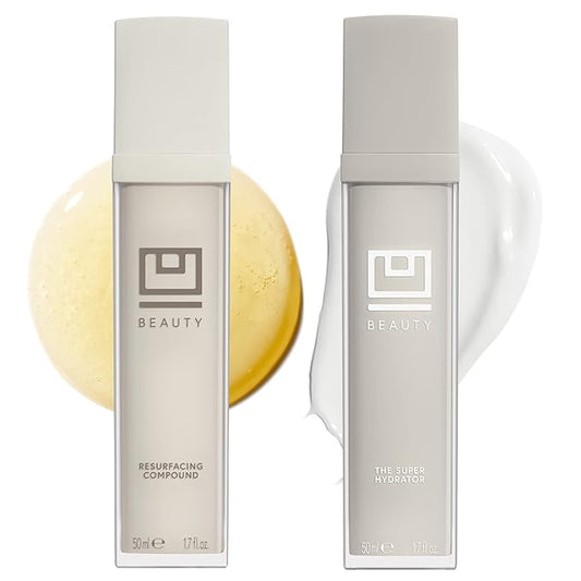 U Beauty Resurfacing Compound + Super Hydrator Set, Vitamin C Serum with Retinol, Vit E, Aha Exfoliant, Hyaluronic Acid for Daily Anti-Aging-VivaGrace Women
