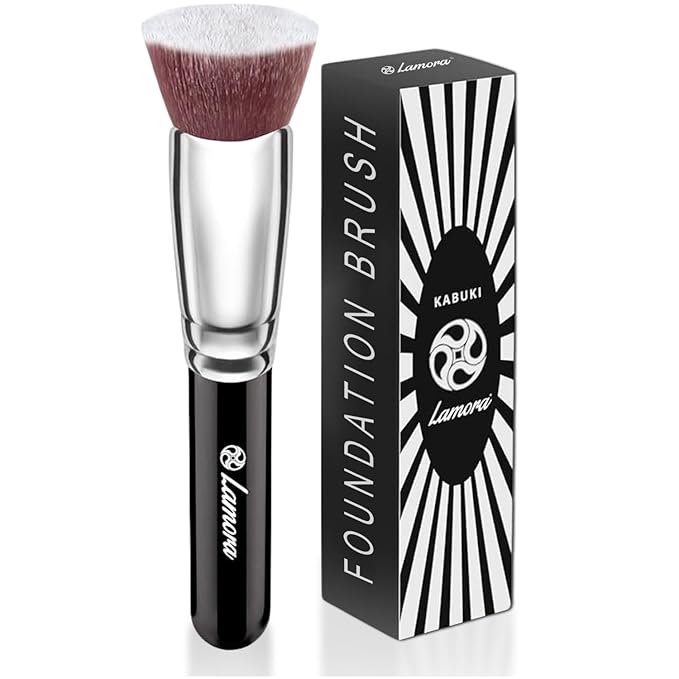 LAMORA Foundation Brush for Liquid Makeup - Kabuki Face Brush for Cream, Powder, Blush, and Concealer - Flat Top Blending, Buffing, Stippling Brush-VivaGrace Women