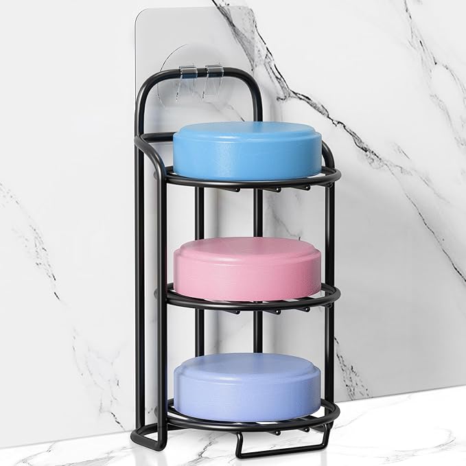 3-Tier Shower Soap Shampoo Bar Holder, Self Adhesive & Freestanding Draining Bathroom Soap Dish Caddy for Bathroom Wall Accesories Decor-VivaGrace Women