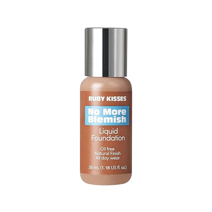 Ruby Kisses Liquid Foundation No More Blemish Oil-Free Foundation Korean Makeup 1.18 Fl Oz (Caramel)-VivaGrace Women
