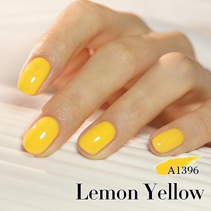 Double Rhythm 0.50 OZ Gel Polish Hema Free Same Color Same Bottle Golden Round Translucent Neutral Natural Milky 15 ML Jelly UV Polish Art DIY at Home (Pastel Yellow-C1396)