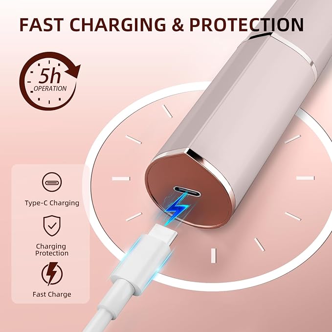 Facial Hair Removal for Women, Portable Lady Shaver, Rechargeable Painless Hair Remover for Face, Upper Lips, Chin, Peach Fuzz-VivaGrace Women