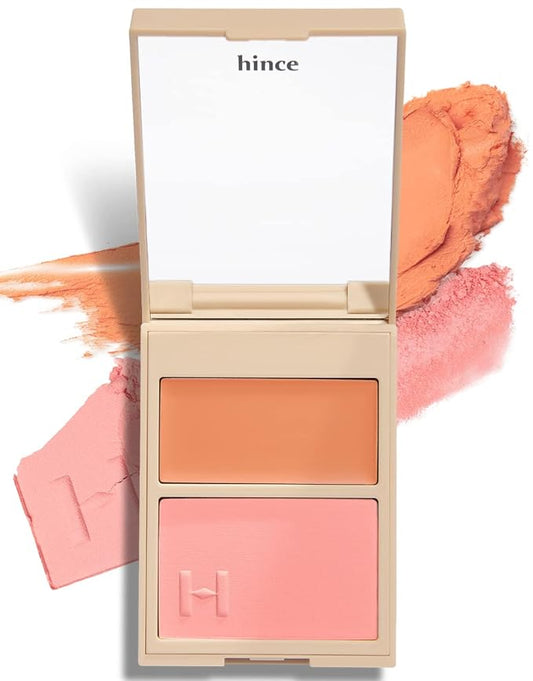 hince True Dimension Layering Cheek - Cream & Pressed Powder 2 Different Shades & Textures - Silky Seamless Long Lasting Blush Makeup - Muted Beige & Elegant Rose Beige (1, NEW SYMPHONY, L002)-VivaGrace Women