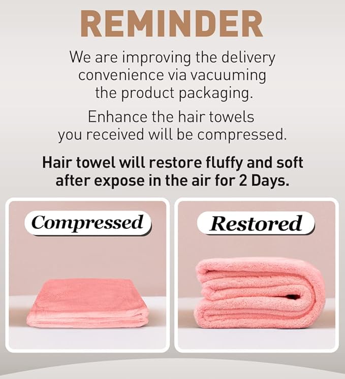 Hicober Microfiber Hair Towel, 2Packs Hair Turbans Wrap for Women Wet Hair, Hair Drying Towels for Curly Hair Anti Frizz(Purple,Pink)-VivaGrace Women