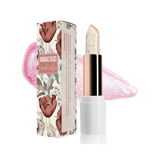 Ph Mood Magic Color Changing Lipstick, Crystal Flower Jelly Lipstick, Pearl Shimmer Lipstick Plumping Glimmer Glow Lipstick Long Lasting Nourishing Moisture Lip Care Color Change Lip Gloss(2#)-VivaGrace Women