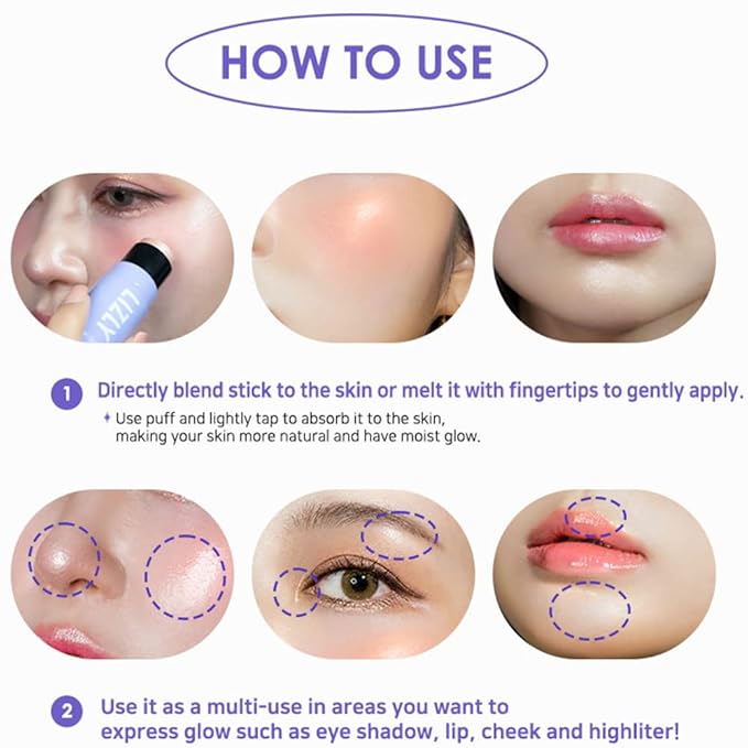 Vegan Blush Stick Multi Balm Cheek Stick Korean Make Up Dewy Glow Balm Stick sonrojo (03 Luminous)-VivaGrace Women