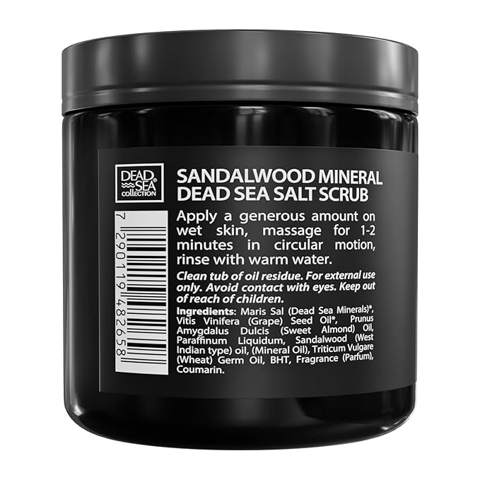 Salt Body Scrub Sandalwood For Men – Moisturizes, Exfoliates & Nourishes Skin – Cleanses & Detoxifies with Dead Sea Minerals - Dead Sea Collection – 23.28 OZ-VivaGrace Women