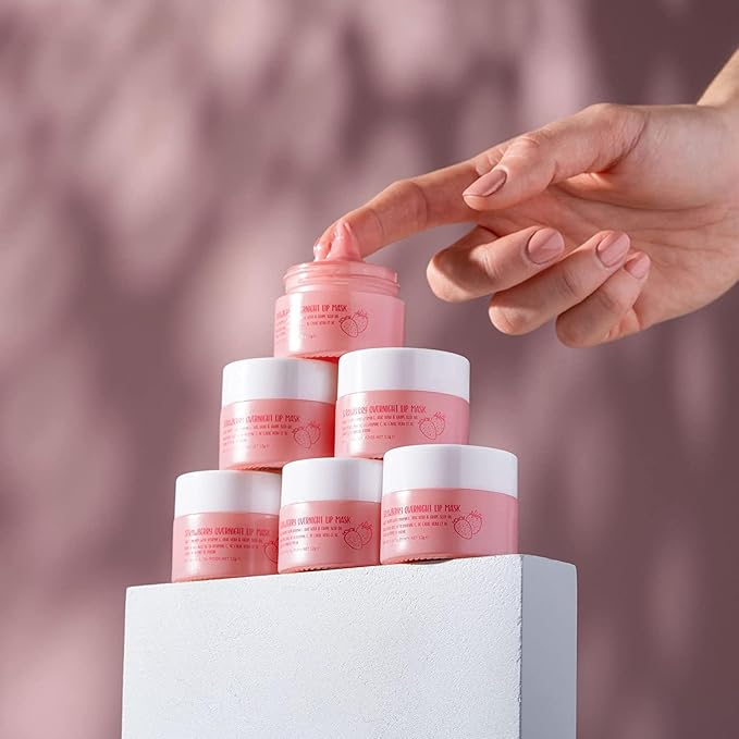 W7 Sweet Dreams Overnight Strawberry Lip Mask - Vitamin E, Aloe Vera and Grape Seed Oil - For Hydrated, Full Looking & Irresistible Lips - 2 Pack - 0.40 Fl Oz-VivaGrace Women