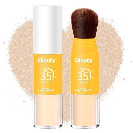 Mineral Sunscreen Setting Powder, Mineral Brush Setting Face Powder Makeup SPF 35 PA Oil Control Natural Matte Finish, Lightweight Breathable Concealer Brush Powder (Translucet, 8g)-VivaGrace Women