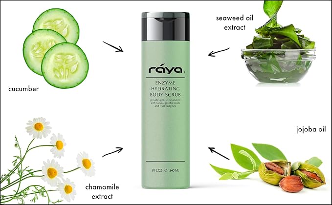 RAYA Enzyme Hydrating Body Scrub 8 oz Cucumber Scent (S-104) | Gentle and Exfoliating Body Scrub | Made with Seaweed, Jojoba Beads, and Fruit Enzymes-VivaGrace Women