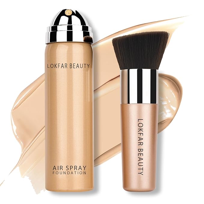 AirBrush Foundation Spray, Silky Mist Foundation Spray Makeup Set with Brush, Full Coverage Foundation for Smooth Radiant Finish, Formula Breathable Lightweight Hydrating | #02 Nude-VivaGrace Women