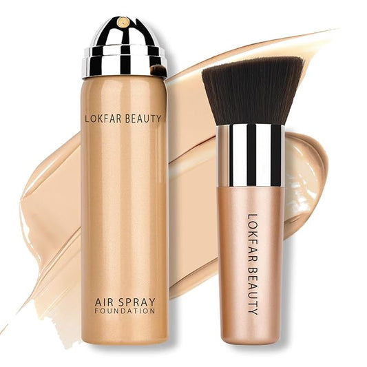 AirBrush Foundation Spray, Silky Mist Foundation Spray Makeup Set with Brush, Full Coverage Foundation for Smooth Radiant Finish, Formula Breathable Lightweight Hydrating | #02 Nude-VivaGrace Women