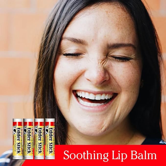 Original Udder Stick SPF Lip Balm, Soothing Moisturizer Sun Screen Balm for Dry Lips with Jojoba, Beeswax & Shea Butter, Total Lip Care, Hydration & Repair, Vanilla Flavor, 4 Pack-VivaGrace Women