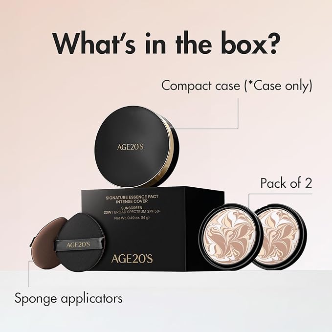 AGE20'S Signature Essence Pact SPF 50+ | Pack of 2 | 21N VANILLA | Cream Foundation, Dewy Finish, Natural Coverage | Korean Cushion Foundation-VivaGrace Women