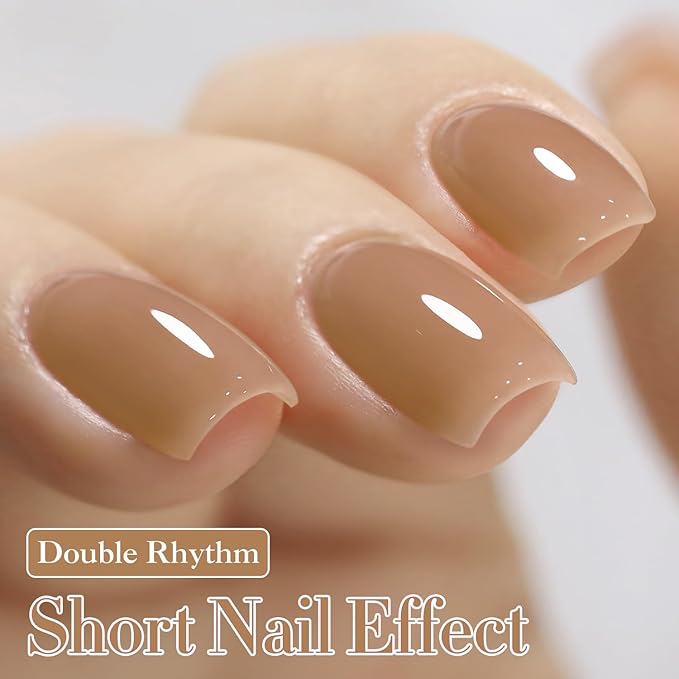 Double Rhythm 0.5Oz Translucent Gel Polish Sheer Neutral Natural Light Milky Same Color Same Bottle 15ML Jelly Nail Art DIY at Home (Nude-A1372)-VivaGrace Women
