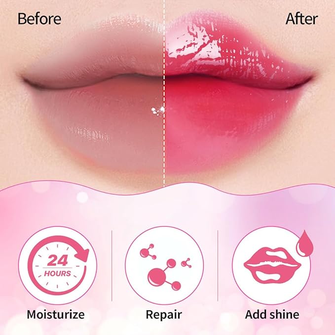 Hydrating Lip Glow Oil, Moisturizing Lip Glow Oil, Nourishing Glossy Transparent Lip Oil, Plumping Lip Oil, Lip Balm, Non-sticky Tinted Toot Lip Balm for Lip Care (RASPBERRY) 0.2 OZ-VivaGrace Women