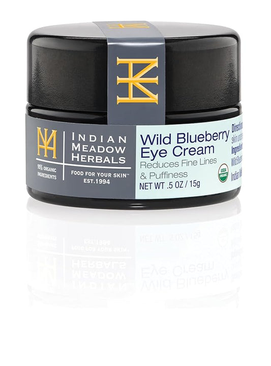 Indian Meadow Herbals Wild Blueberry Eye Cream (.5oz) - Under Eye Cream for Puffy Eyes & Fine Lines – Anti-Aging Eye Care w/Organic Herbs, Oils-VivaGrace Women