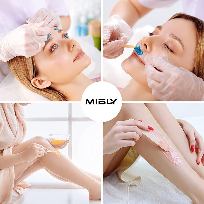 Mibly 4 Style 350 Pcs Assorted Wooden Wax Sticks for Body Legs Face and Small Medium Large Sizes Eyebrow Waxing Applicator Spatulas for Hair Removal or Wood Craft Sticks-VivaGrace Women