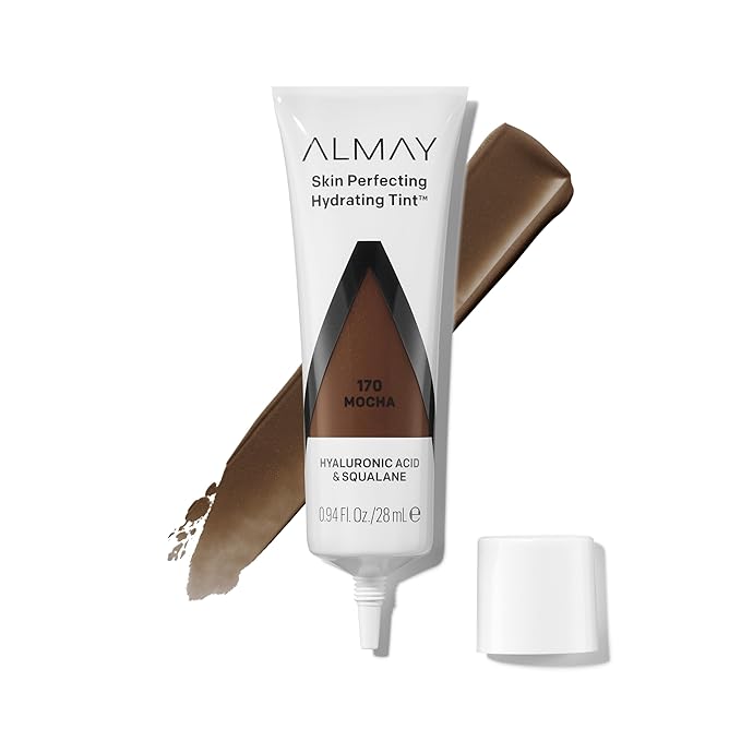 Almay Hydrating Liquid Foundation Tint, Lightweight with Light Coverage, Naturally Dewy Finish, Hypoallergenic, Dermatologist TestedFragrance Free, 170 Mocha, 0.94 fl oz.-VivaGrace Women