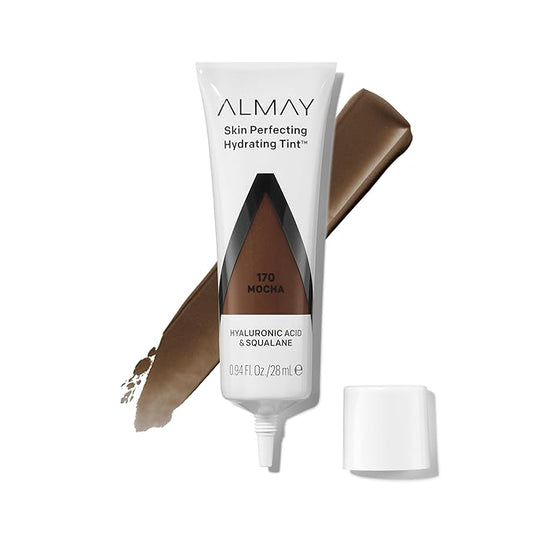 Almay Hydrating Liquid Foundation Tint, Lightweight with Light Coverage, Naturally Dewy Finish, Hypoallergenic, Dermatologist TestedFragrance Free, 170 Mocha, 0.94 fl oz.-VivaGrace Women