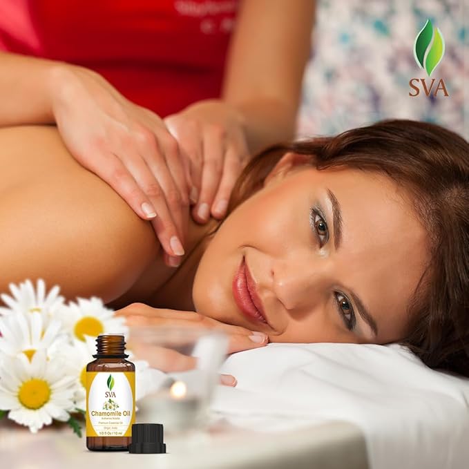 SVA Chamomile Essential Oil – 1/3 Fl Oz – 100% Natural Chamomile Oil - for Diffuser, Hair Care, Face, Skin Care, Aromatherapy, Scalp and Body Massage, Soap and Candle Making-VivaGrace Women