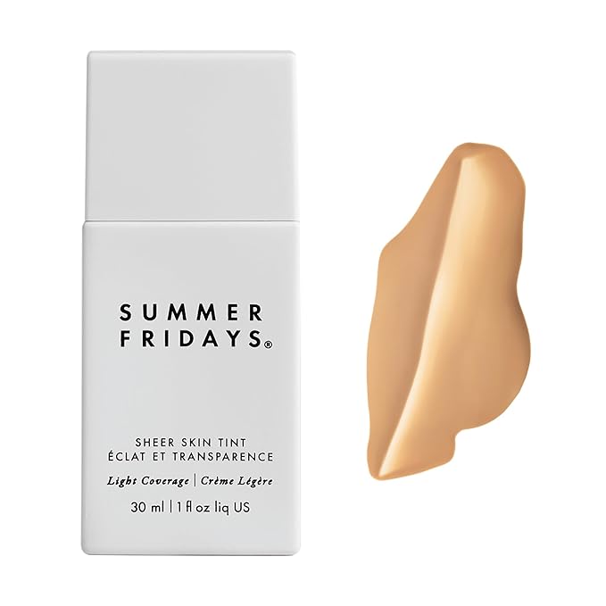 Summer Fridays Sheer Skin Tint - Skin Tint with Hyaluronic Acid - Helps Diminish Uneven Skin Tone - Sheer to Light Coverage - Shade 4 - Light-Medium with Neutral Olive Undertones (1 Fl Oz)-VivaGrace Women