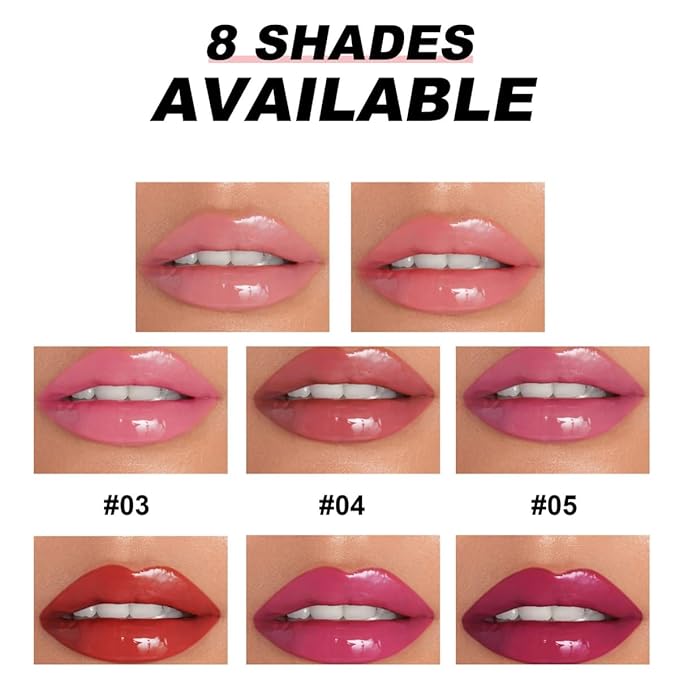 MAEPEOR Nourishing Lip Balm 8 Colors Smooth Moisturizing Lip Glow Gloss Non-Sticky and Long-lasting Hydrating Jelly Lip Balm for Women and Girls (Color 07)-VivaGrace Women