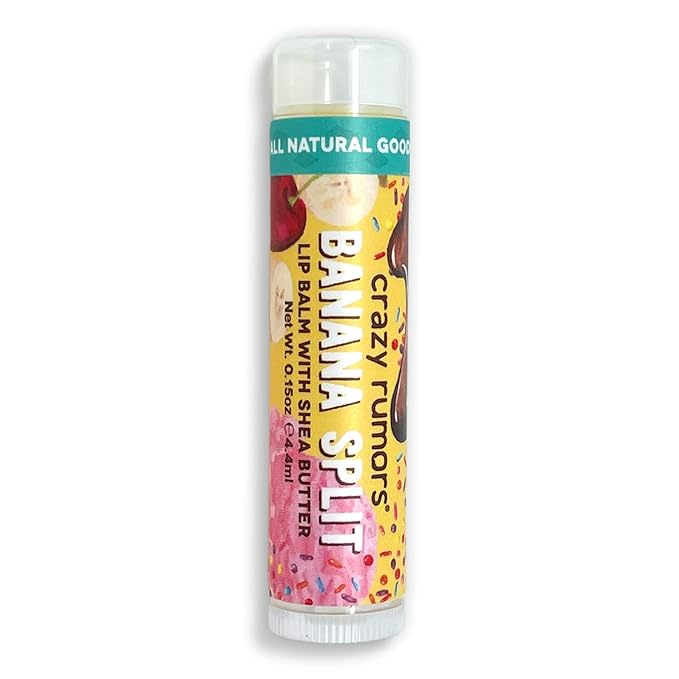 Crazy Rumors Banana Split Lip Balm. 100% Natural, Vegan, Plant-Based, Made in USA (1-Pack)-VivaGrace Women