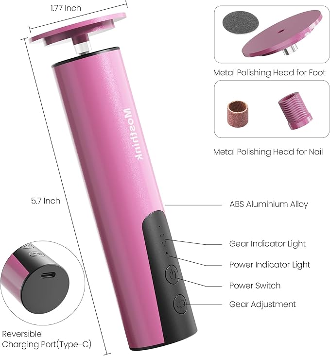 Electric Foot Callus Remover, 2 in 1 | 6 Speed Adjustable Foot File Nail Grinder with Sandpaper Disks, Professional Sander Pedicure Tool for Feet Dead Skin, Self Care Gifts for Women Mom Lover Friends-VivaGrace Women