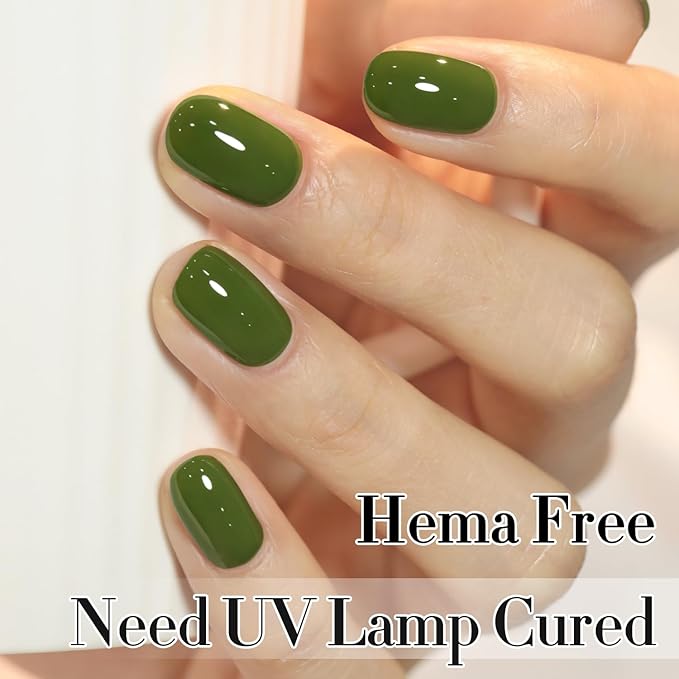 Double Rhythm 0.50 OZ Gel Polish Hema Free Same Color Same Bottle Golden Round Translucent Neutral Natural Milky 15 ML Jelly UV Polish Art DIY at Home (Dark Green-C1306)