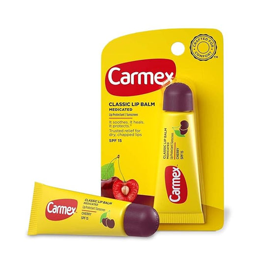Carmex Classic Lip Balm Cherry SPF 15, 0.35 Ounce Pack of 3 (Tube in Blister Pack), Presentation may vary-VivaGrace Women