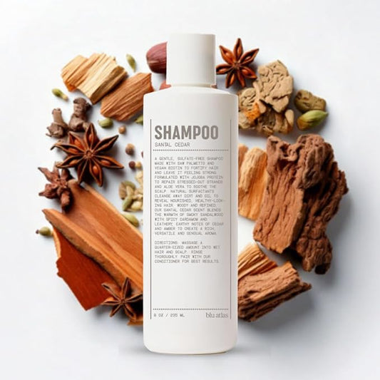 Blu Atlas Men's Natural Shampoo – Organic, Sulfate-Free, Paraben-Free – Deep Cleansing & Hydrating – Santal Cedar Scent – Made in America – 8 oz-VivaGrace Women